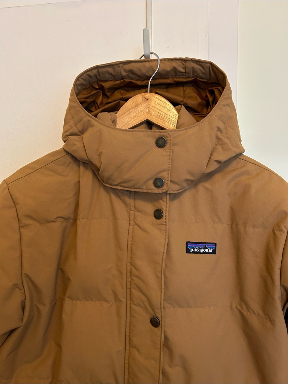 Patagonia Downdrift Parka hooded puffer tan size small - Picture 3 of 6